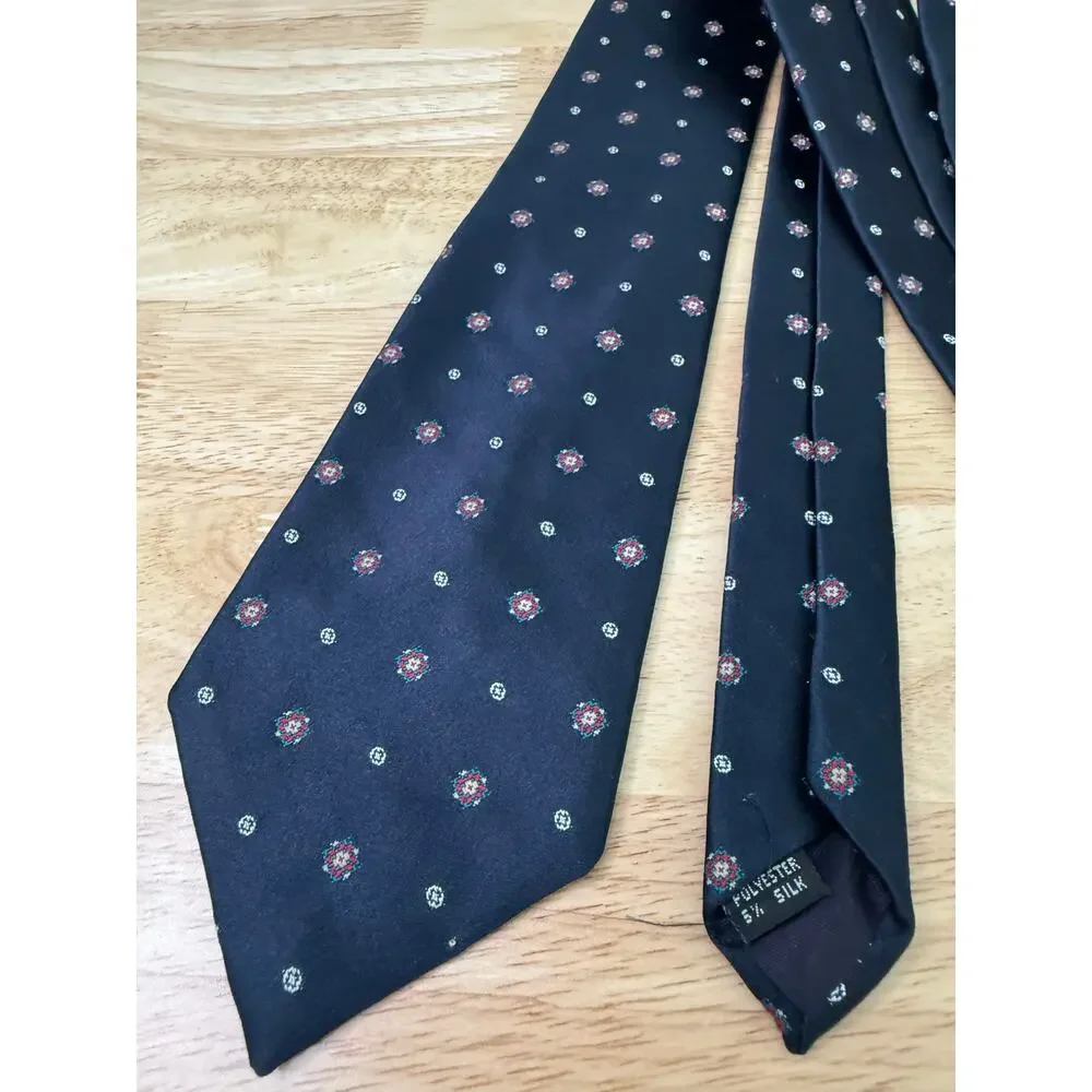 Gian Paolo Italy Men's Neck Tie Navy Blue Red Geometric